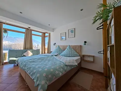 Ein Bett oder Betten in einem Zimmer der Unterkunft Apartment Traumblick