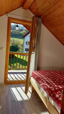 Ein Bett oder Betten in einem Zimmer der Unterkunft Ferienhaus auf dem Werteshof