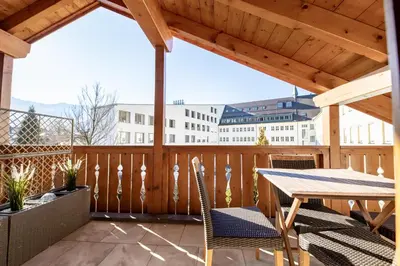 Ein Balkon oder eine Terrasse in der Unterkunft Fuchsbau