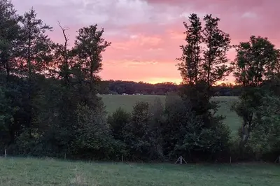 Blick auf den Sonnenuntergang/Sonnenaufgang von der Ferienwohnung aus oder aus der Nähe