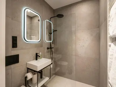 Ein Badezimmer in der Unterkunft Ferienwohnung BT Sieben