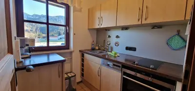 Küche/Küchenzeile in der Unterkunft ciao-aschau Gschwendtnerhof Ap16 Bunk