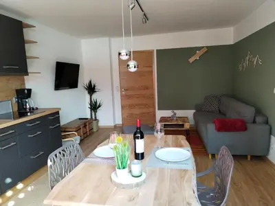 Küche/Küchenzeile in der Unterkunft Ferienwohnung am Gänsbach