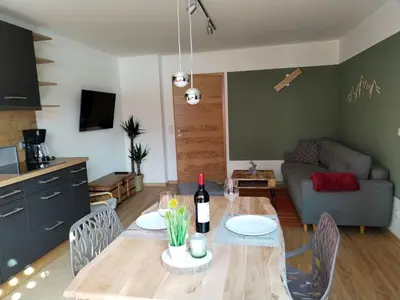 Küche/Küchenzeile in der Unterkunft Ferienwohnung am Gänsbach