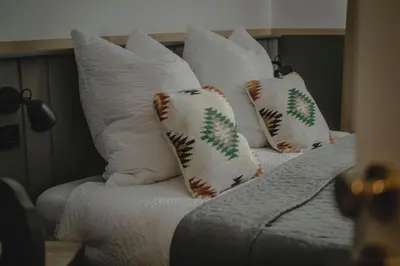 Ein Bett oder Betten in einem Zimmer der Unterkunft Kastanienhof Pfettrach