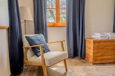 Ein Sitzbereich in der Unterkunft Ferienhof Petermühle Urlaub mit Alpakas