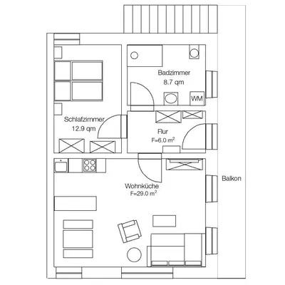Grundriss der Unterkunft Ferienwohnung Bergliebe Höhenmoos