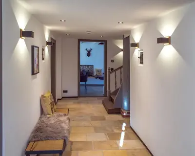 Ein Sitzbereich in der Unterkunft Geigelstein Chalets