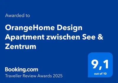 Ein Zertifikat, Auszeichnung, Logo oder anderes Dokument, das in der Unterkunft OrangeHome Design Apartment zwischen See & Zentrum ausgestellt ist