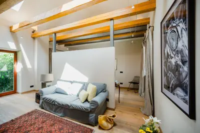 Ein Bett oder Betten in einem Zimmer der Unterkunft Studio on Gut Buchwies near Garmisch-Partenkirchen