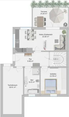 Grundriss der Unterkunft Ferienwohnung Am Hochfeld