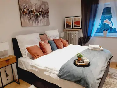 Ein Bett oder Betten in einem Zimmer der Unterkunft NEW - Apartment Kameni Confort Wifi Munich Airport Family