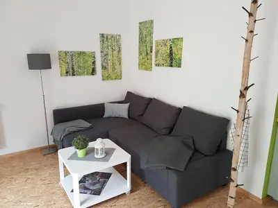 Ein Sitzbereich in der Unterkunft NEU Apartment am Birkenfeld Allgäu Kaufbeuren