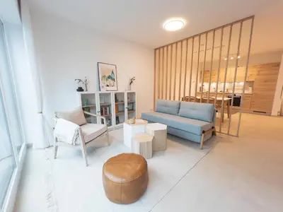 Ein Sitzbereich in der Unterkunft Design Apartment Alpenvorstadt