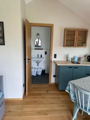 Küche/Küchenzeile in der Unterkunft Bezauberndes Tiny House im Grünen